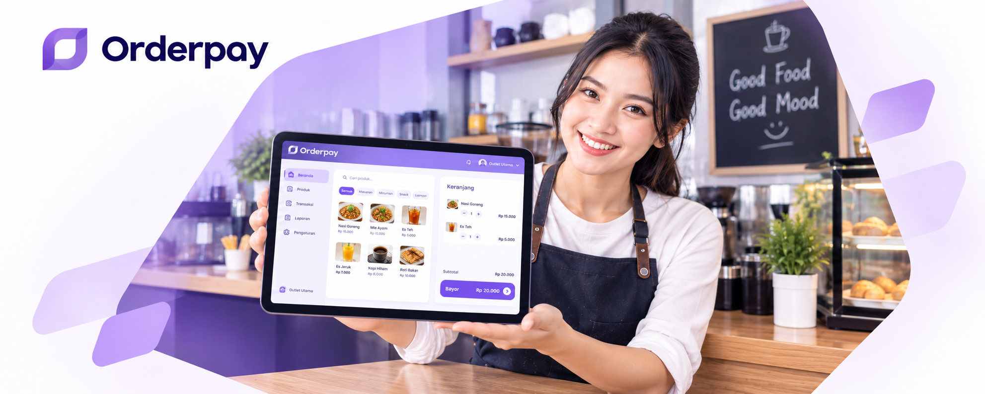 Kasir OrderPay digunakan di outlet F&B